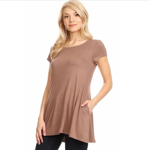 made in USA w pockets flowy swing top soft cocoa - Picture 3 of 14